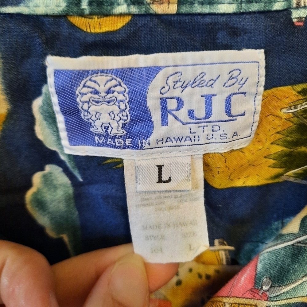Vintage Styled by RJC Hawaiian classic cars surf print button-up shirt size L - Picture 8 of 11